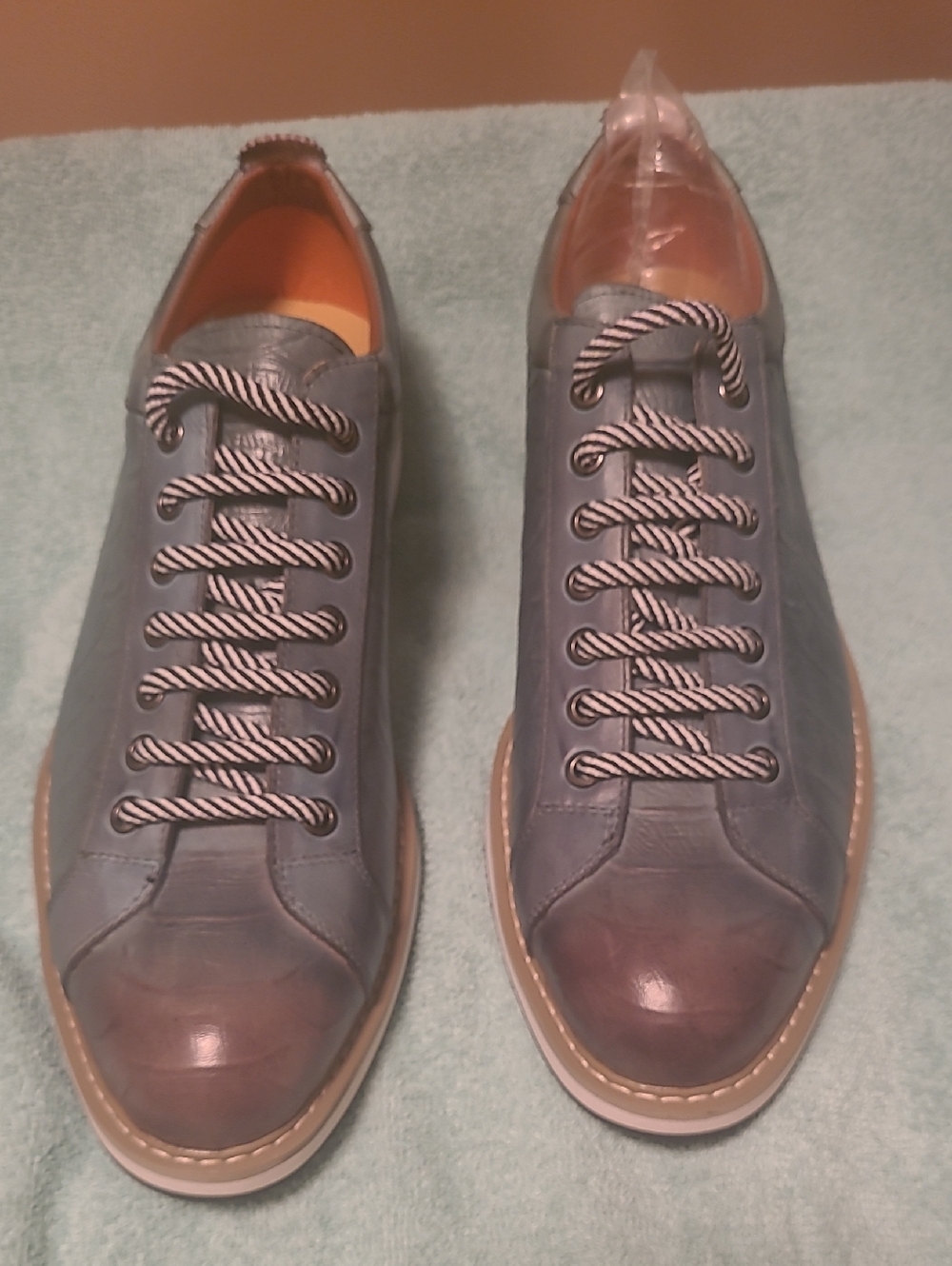 Men's Felix Chu Casual Leather Sneakers in Green and Brown